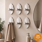 Durevo 6 Adet ÇİÇEK TASARIM- Paslanmaz Çelik Banyo Askısı/bornoz Askısı / Havlu Askısı/ Lif Askı /havluluk Çok Amaçlı Tüm Alanlara Uyumlu Paslanmaz Çelik Inox