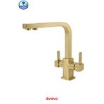 Durevo Kare Serisi - Su Arıtmalı Mutfak Bataryası - 3 Yollu Mutfak Evye Bataryası – Eskitme Mat Gold Mat GoldRenk Detayı : MAT GOLD