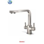 Durevo Kare Serisi - Su Arıtmalı Mutfak Bataryası - 3 Yollu Mutfak Evye Bataryası – Inox Renk PASLANMAZ ÇELİK INOX RENK
