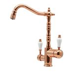 Durevo Su Arıtmalı Mutfak Eviye Bataryası - Rustik Vintage Model- 3 Yollu Mutfak Bataryası- Oynar Başlıklı Özellik - PORSELEN KULP TASARIMLI ROSE GOLD