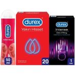 Durex Aşk Paketi-Yakın Hisset 20LI Prezervatif, Çilek, Little Devil Titreşimli Halka