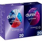 Durex Chill Karma Paket Prezervatif 20’li + Durex Intense Uyarıcı Jelli ve Tırtıklı Prezervatif 20'li 1 Adet