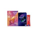 Durex Çoklu Erojen Bölge Titreşimli Uyarıcı + Maraton Gecikticili Prezervatif 20li + Çilekli Jel 50ml