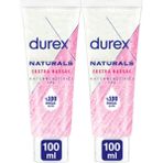 Durex Naturals Ekstra Hassas Kayganlaştırıcı Jel 2×100 ml – Kokusuz, Su Bazlı, Renksiz ve Dermatolojik Olarak Test Edilmiş