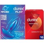 Durex Titreşimli Anal Plug Tıkaç + Durex Yakın Hisset Geniş Fit Ince Prezervatif 16'lı, Xl