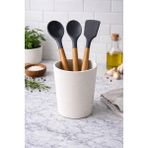 Durina Living 3’lü Ahşap Saplı Silikon Kaşık-Kepçe-Spatula Seti Yanmaz Yapışmaz Servis Seti - Ahşap - Siyah