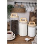 Durina Living 3’lü Vakumlu Kulplu Kapaklı Cam Kavanoz Seti – 1000 ml + 750 ml + 500 Ml, Kendinden Çizgili Desenli Borosilikat Cam, Bakliyat – Çay – Kahve – Şeker – Tuz Saklama Kavanozu