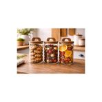 Durina Living Akasya Kapaklı 3'lü Cam Kahve Kavanozu 950 ml Vakumlu Kahve Çay Şeker Saklama Kabı