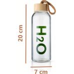 Durnes H2O Borosilikat Cam Matara Bambu Vakum Kapaklı Su Şişesi Suluk 600 ml