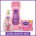 Duru Banyo Seti Pink Delight Body Scrub Duş Jeli 450 Ml, Sıvı Sabun 500 Ml,Çiçek Tazeliği 4x150 Gr