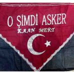 Duru Kişiye Özel Isim Yazılı Asker Kına Örtüsü Tirşe Asker Şalı (Üçgen Şeklindedir)