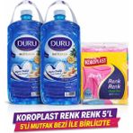 Duru Mutluluk Serisi Okyanus Sıvı Sabun 3 Litre x 2 Adet ( Koroplast Renk Renk 5'li Mutfak Bezi Ile) - 1