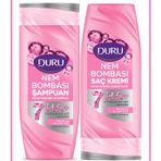 Duru Nem Bombası Nemlendirici Şampuan 400 ml ve Saç Kremi 385 ml, 7 Hyaluronik Asit + Seramid, Tüm Saç Tipleri için