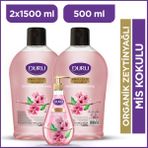 Duru Organik Zeytinyağlı Kiraz Çiçeği Vegan Sıvı Sabun 1,5+1,5+500 Ml