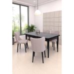 Duru Tuna Mdf Lak Panel Açılır Yemek Masa Takımı 90X160 - Siyah