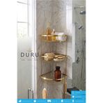 DURUBANYOCONCEPT PRİNÇ GOLD KAPLAMA BANYO KÖŞE RAFI ŞAMPUANLIK ÜÇ KATLI