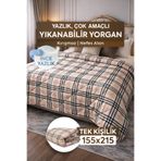 DuruClassHome Tek Kişilik Yazlık Desenli Yorgan 155x215 Premium PolyCotton Nefes Alan Doku I 200GSM Terletmez