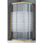 Durul 115x120 cm Altın Profil 4 mm Çizgili Cam Duş Teknesiz Duşakabin