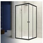 Durul 70x120 Kare Siyah Profil Çizgili Duş Teknesiz 4 mm 180 cm Duşakabin