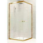 Durul 90x135 cm Altın Profil 5 mm Çizgili Cam Duş Teknesiz Duşakabin