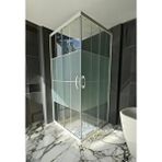 Durul 90x140 cm Kare Beyaz Çizgi Ortası Buzlu 5 mm Yükseklik 190 cm Duşakabin
