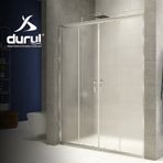 Durul DİDAC15 Teknesiz 153 cm İki Duvar Arası 2 Sabit + 2 Kayar Çizgili Ön Cephe Duşakabin