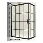Durul Dikdörtgen 5 mm Komple Buzlu Siyah Karolaj Yükseklik 190 cm 80x100 cm Duşakabin