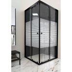 Durul Dikdörtgen 70x100 CM Siyah Çizgili Cam Duşakabin