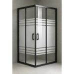 Durul Duşakabin Kare Trio Desen 5mm Temperli Cam Yükseklik 190 cm Siyah Profil - 90x130