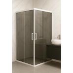 Durul Füme Temper Cam Elegant Seri Kare Beyaz Profil 105x105 cm Duşakabin