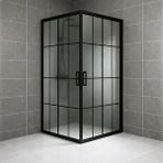 Durul Kare 5 MM Komple Buzlu Siyah Çizgi 85x90 CM Duşakabin