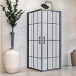 Durul Kare 90x90 cm 5 mm Komple Buzlu Siyah Çizgi Duşakabin