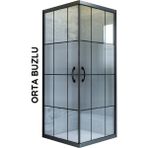 Durul Kare Ortası Buzlu Siyah Çizgi 5 mm H:190 Duşakabin