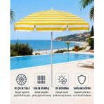 Durul Plaj Şemsiyesi Balkon Bahçe Güneş Şemsiyesi 200CM 10 Telli Uv Korumalı – Sarı Çizgili - 200 cm