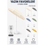 Durul Plaj Şemsiyesi Balkon Bahçe Güneş Şemsiyesi 200CM Bidon Dahil 10 Telli Uv Korumalı - 200 cm - Sarı