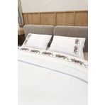 Durul Vintage Çift Kişilik Pike Takımı - %100 Pamuk, Kanaviçe Nakışlı, Güpür Detaylı - Beyaz