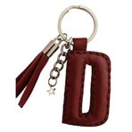 Durush Collection Bordo Gerçek Deri El Dikişi "d" Harfi Anahtarlık Bordo S