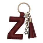 Durush Collection Gerçek Deri Bordo Renk "Z" Harfi Anahtarlık Bordo Tek Ebat