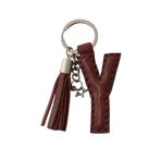 Durush Collection Gerçek Deri Bordo "Y" Harfi Anahtarlık Bordo Tek Ebat