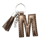 Durush Collection Gerçek Deri Bronz rengi "M" Harfi Anahtarlık Bronz Tek Ebat