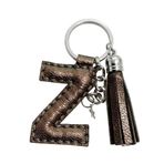 Durush Collection Gerçek Deri Bronz Rengi "Z" Harfi Anahtarlık Bronz Tek Ebat