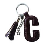 Durush Collection Gerçek Deri "C" Harfi Anahtarlık Kahverengi Tek Ebat