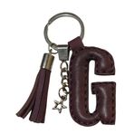 Durush Collection Gerçek Deri "G" Harfi Anahtarlık Kızıl Kahverengi Tek Ebat