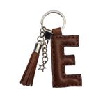 Durush Collection Gerçek Deri Kahve "E" Harfi Anahtarlık Kahverengi Tek Ebat