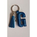 Durush Collection Gerçek Deri Mavi "G" Harfi Anahtarlık Tek Ebat