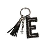 Durush Collection Gerçek Deri Metalik Gri "E" Harfi Anahtarlık Tek Ebat
