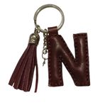 Durush Collection Gerçek Deri "N" Harfi Anahtarlık Bordo Tek Ebat