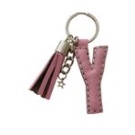 Durush Collection Gerçek Deri Pembe "Y" Harfi Anahtarlık Pembe Tek Ebat
