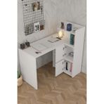 Durusilya Mobilya L Çalışma Masası Kitaplıklı Dolaplı Beyaz - 110*77*110
