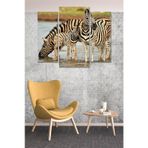 Düş Duvarı 3 Parça Afrika Safari Zebra Desenli MDF Duvar Tablosu